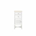 James Martin Vanities Athens 15in Base Cabinet w/ Drawers and Left Door, Glossy White w/ 3 CM Eternal Marfil Top E645-B15L-GW-3EMR